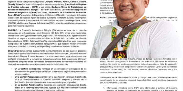 Pueblos indígenas dan ultimátum por UGEL Intercultural