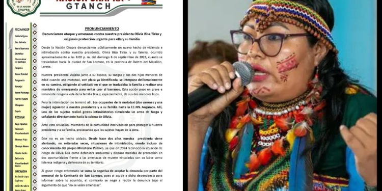 Atacan a lideresa Chapra Olivia Bisa tras exigir protección ambiental internacionalmente